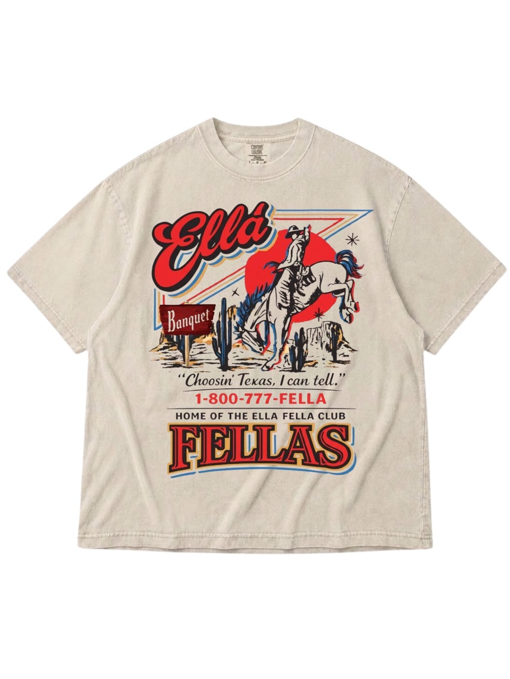 Comfort Colors Ivory Graphic Tee with Red & Blue Accents